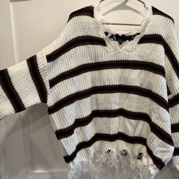 Rue21 Frayed Hem Striped 2X Sweater - Picture 2 of 7